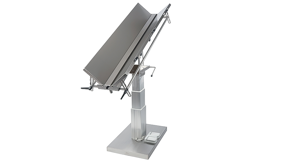 Table chirurgie plateau en V 1400x530 colonne centrale électrique (Proclive - déclive manuelle)