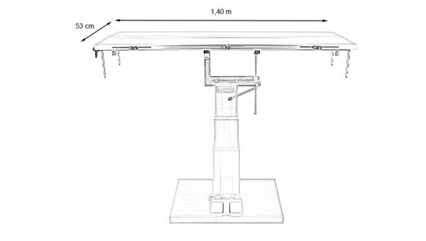 Table chirurgie plateau en V 1400x530 colonne centrale électrique (Proclive - déclive manuelle)