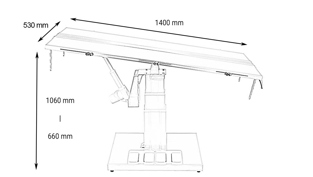 Table de chirurgie ELITE avec plateau en V et colonne centrale électrique (proclive – déclive électrique) – Image 3