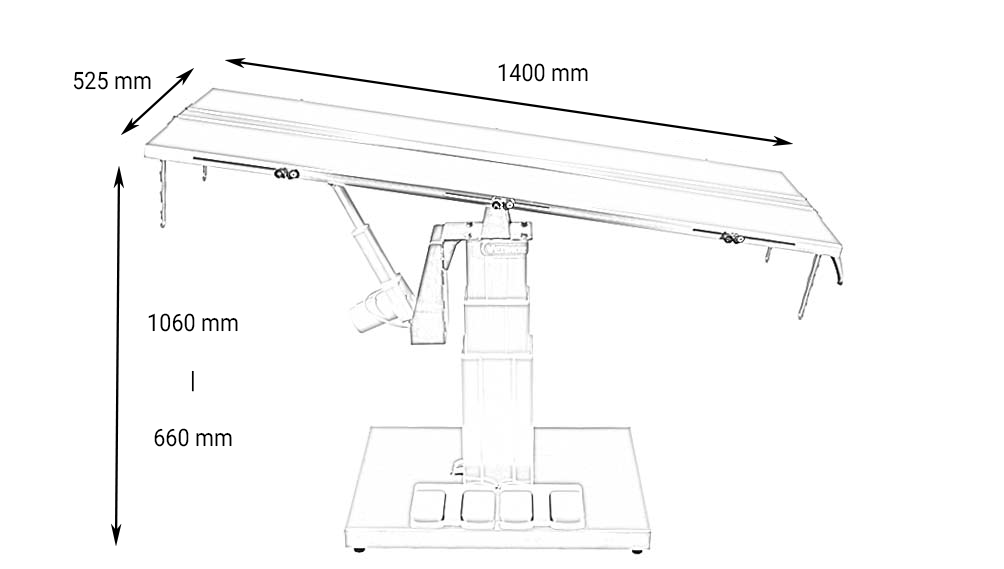 Table chirurgie ELITE plateau en V colonne centrale électrique (Proclive - déclive électrique)
