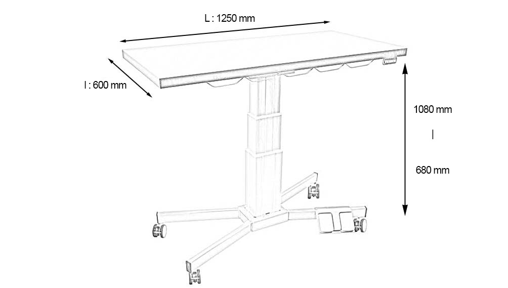 Vetinox_TA600110_Schema_TableDeConsutationPlateauPlatInox4Roues1250x600ColonneElectrique