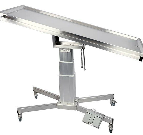 Surgical X-base table with two drain outlets 1400×530 electric column (manual Trendelenburg – anti-Trendelenburg setting)