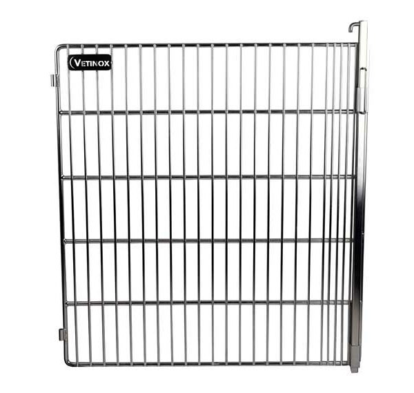 Porte grille inox 870×465 mm H/L, côté gauche pour cage E inox (avec barre de fermeture)