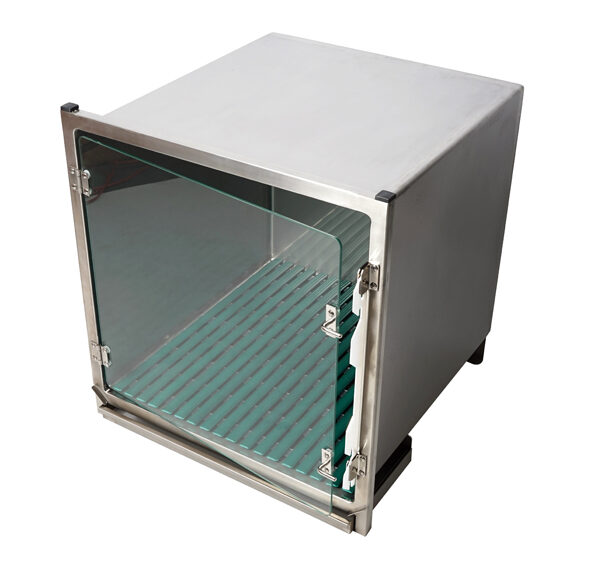 Cage en acier inoxydable – Format B+ – avec porte en verre