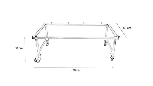 Châssis CONFORT Inox 4 roulettes (2 à freins) pour Cage B Inox