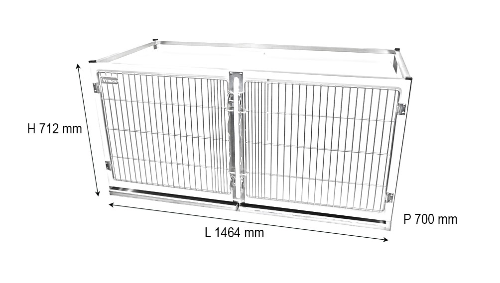Cage polyester B Double avec porte grille inox + séparation