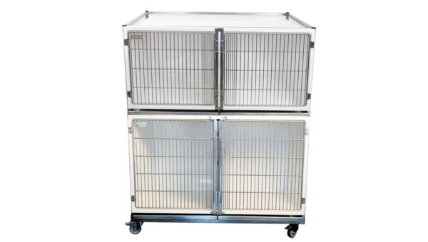Ensemble 2 cages polyester : 1C+1 double B porte grille inox+ 2 séparations + 1 châssis