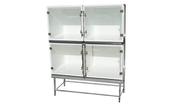 Ensemble 2 cages polyester : 1C+1 double B porte en verre + 2 séparations + 1 châssis