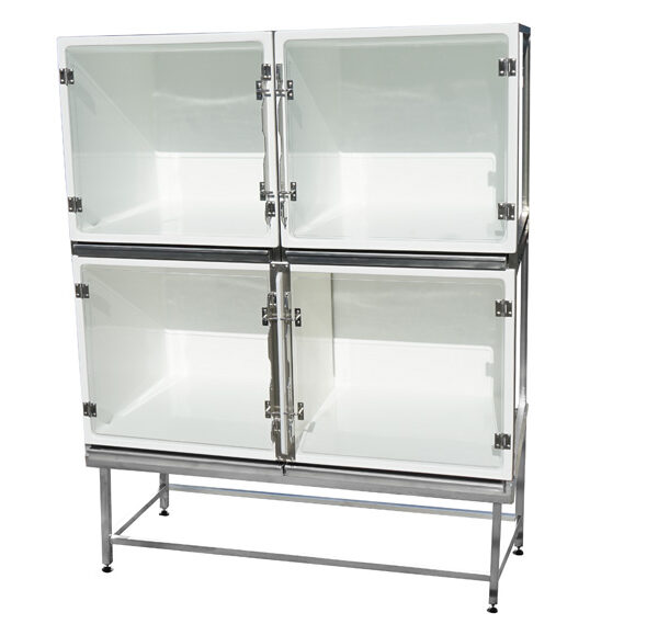 Ensemble 2 cages polyester : 1C+1 double B porte en verre + 2 séparations + 1 châssis