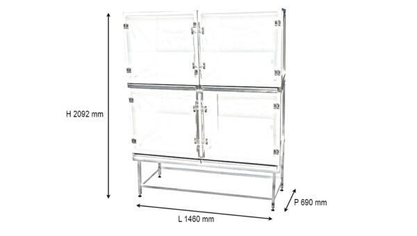 Ensemble 2 cages polyester : 1C+1 double B porte en verre + 2 séparations + 1 châssis