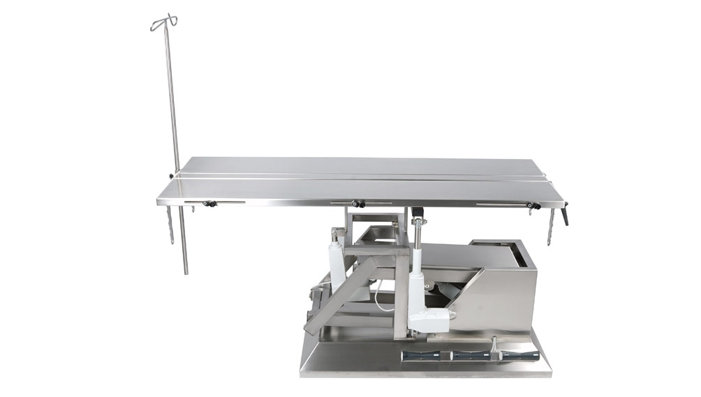 Table chirurgie ELITE plateaux inclinables en V 1400x530 4 roues + porte serum (Proclive - déclive électrique) inclinaison 3e sens