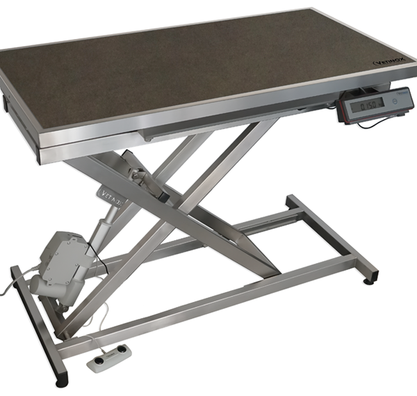 Electric consultation table with mat and frame – Dark grey