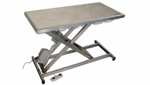 Table consultation électrique tapis et cadre gris clair