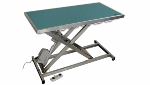 Table consultation électrique tapis et cadre turquoise avec motifs