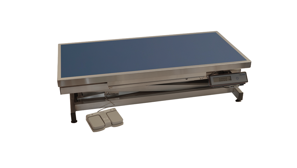 Table consultation électrique ELITE tapis et cadre avec pesée - (Bleu foncé) position basse