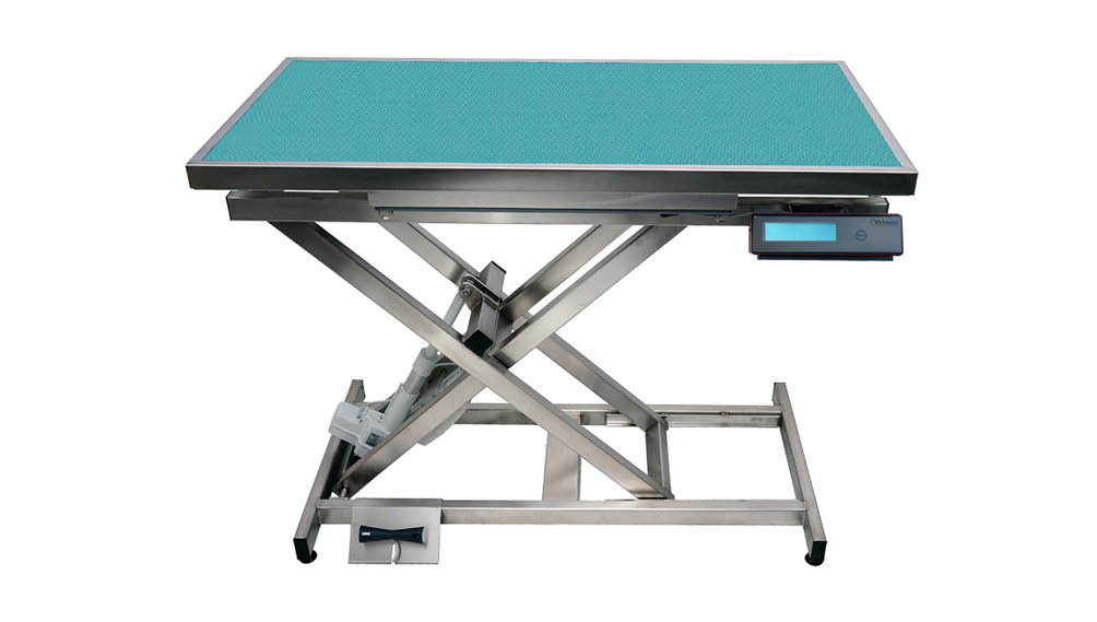 TA400110-CT_TableConsultation_electrique_ELITE_tapis_et_cadre_avec_pesee_corner_turquoise