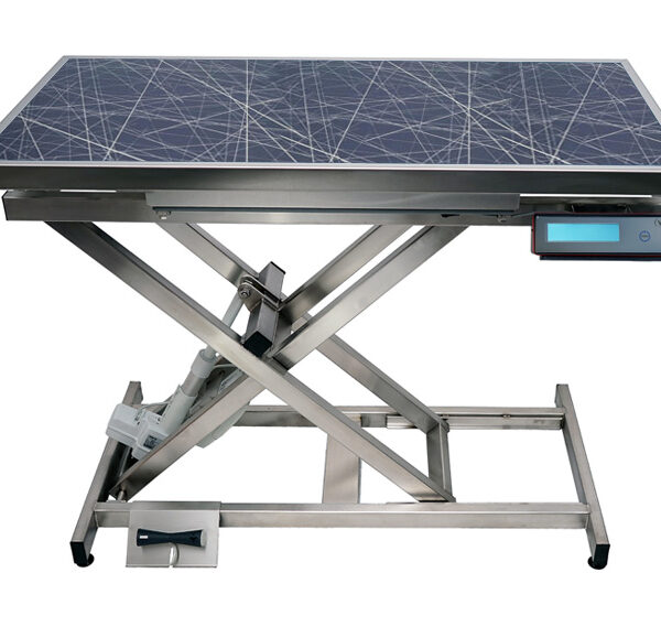 Table de consultation ELITE avec tapis et cadre et pesée automatique – Bleu avec motif