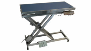 VETINOX_TA400100_Table_consultation_electrique_ELITE_plateau_plat_INOX_avec_pesee_bleu