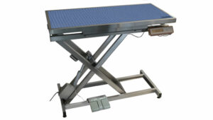 VETINOX_TA400100_Table_consultation_electrique_ELITE_plateau_plat_INOX_avec_pesee_bleu_points