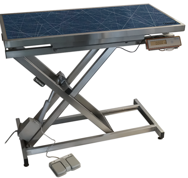 Table de consultation ELITE avec tapis et cadre et pesée automatique – Bleu avec motif