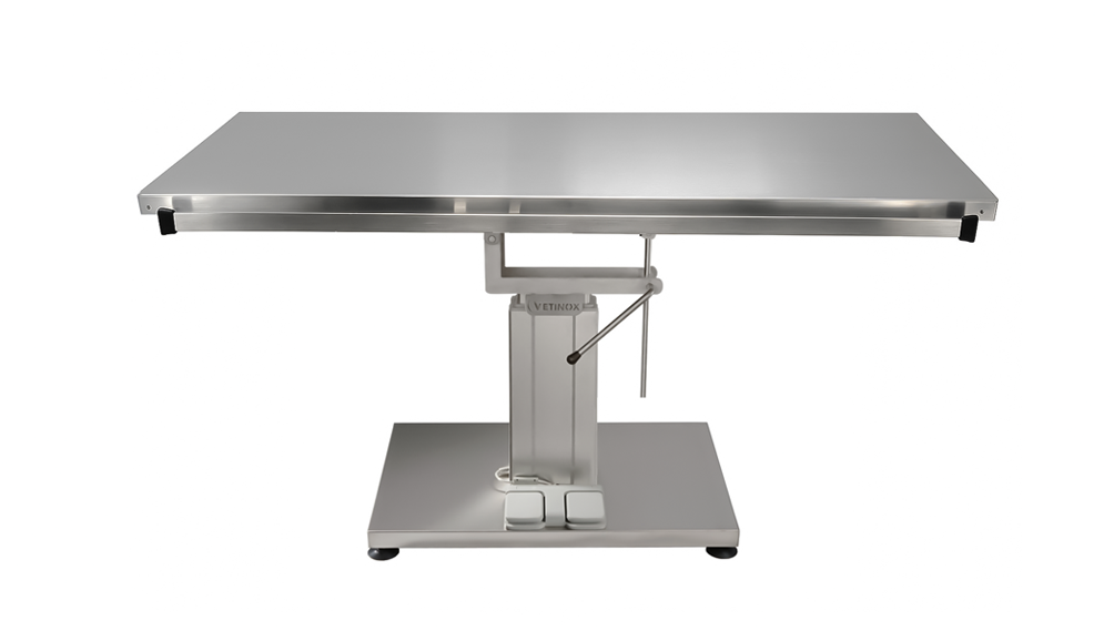 Table chirurgie plateau plat inox colonne centrale électrique (Proclive - déclive manuelle)