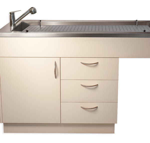 Table de préparation avec meuble hydro – plateau perforé
