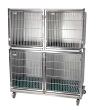 Ensemble 3 cages inox : 1C+2B porte grille inox + séparation + 1 chassis à roulettes